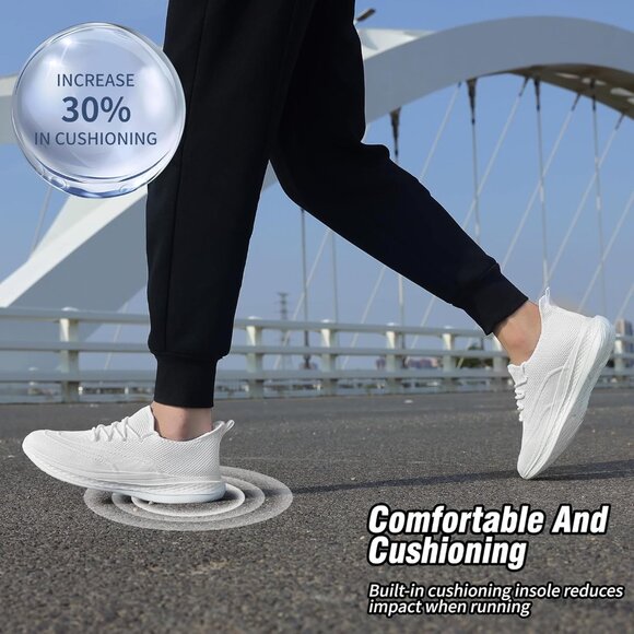 ⚡Men White Fashion Mesh Non Slip Lightweight Workout Breathable Gym Sneakers - Picture 6 of 6